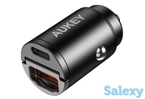 Автомобильное зарядное устройство aukey usb-c+usb 3.0 30w cc-a3. черный, фотография 2