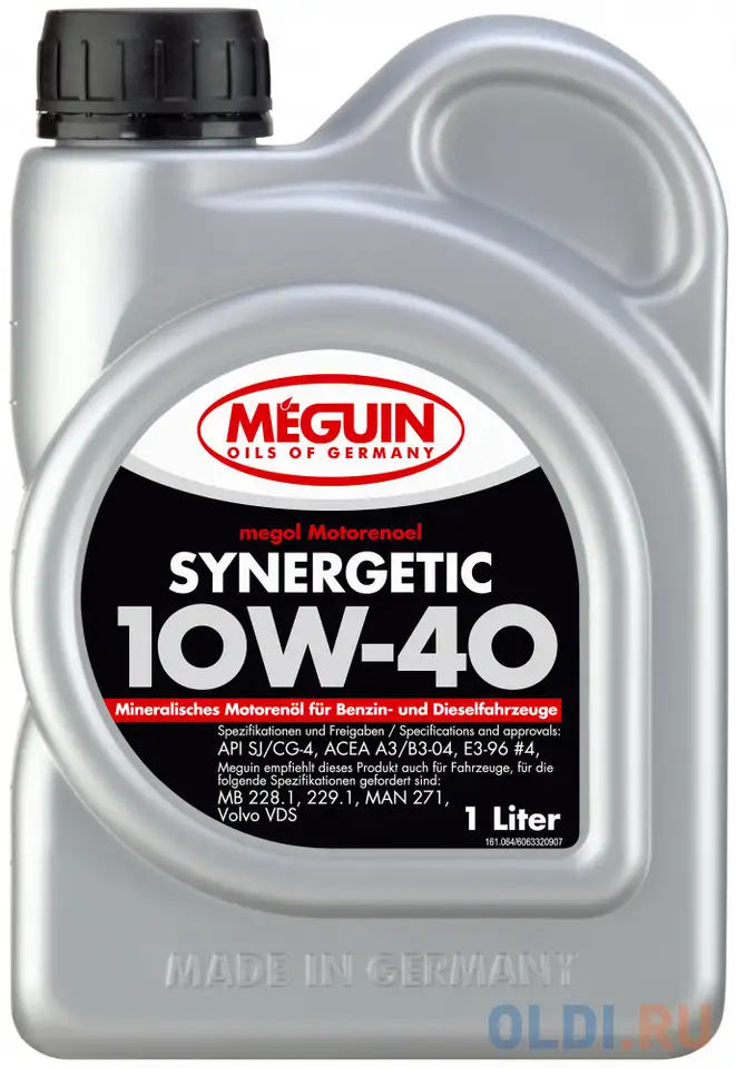 6332 meguin мин. мот.масло megol motorenoel synergetic 10w-40 cg-4/sl a3/b3/e3 (1л), фотография 1