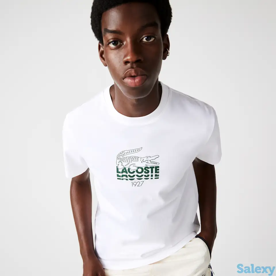 Мужская хлопковая футболка lacoste с круглым вырезом, фотография 1