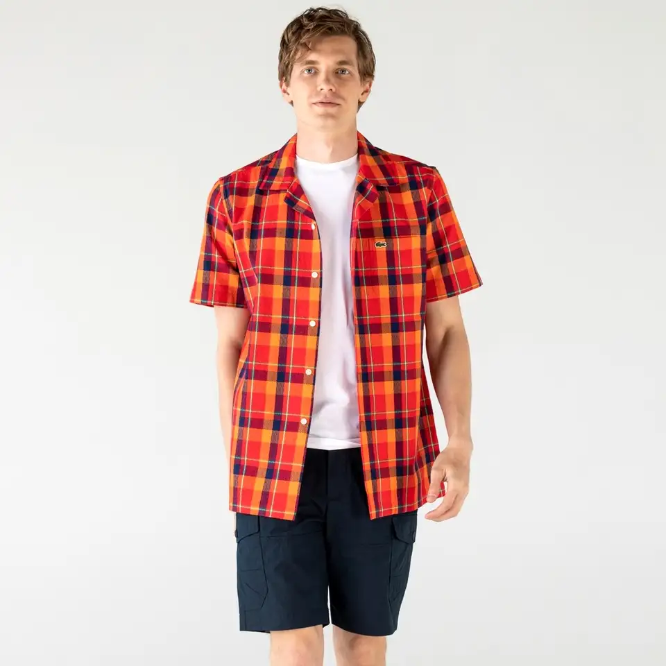 Мужская хлопковая рубашка lacoste с коротким рукавом, фотография 1