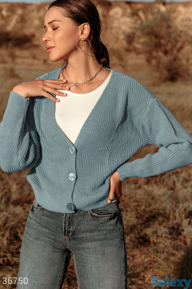 Ментоловый укороченный кардиган, фотография 1