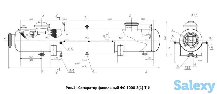 Сепараторы факельные типа ФС с условным давлением от 0,6 МПа и производительностью по газу от 41667 м куб/ч до м, фотография 1