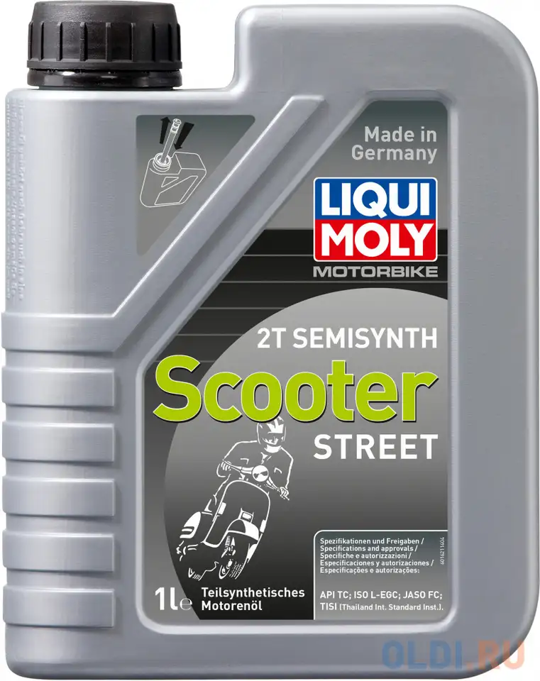 Полусинтетическое моторное масло liquimoly motorbike 2t semisynth scooter 1 л 1621, фотография 1