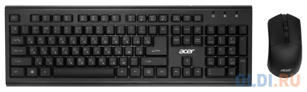 Клавиатура + мышь acer okr120 клав:черный мышь:черный usb беспроводная, фотография 1