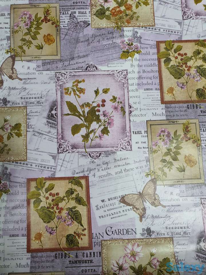 Сиреневая скатерть клеенка в стиле винтаж поле бабочки, качество, фотография 2