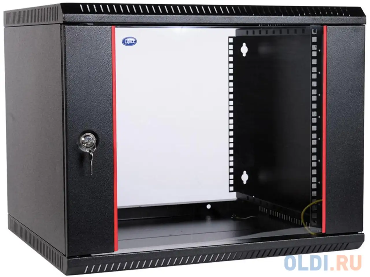 Шкаф настенный разборный 15u цмо шрн-э-15.650-9005 600х650mm дверь стекло черный, фотография 1