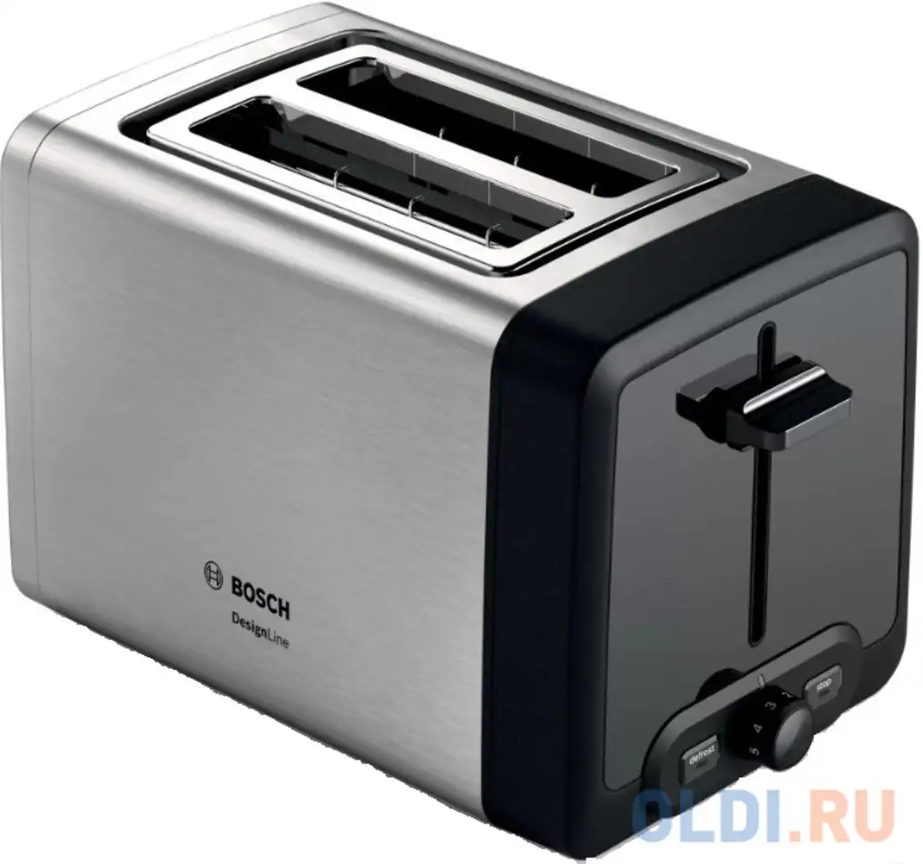 Тостер bosch tat4p420 серебристый/черный, фотография 1