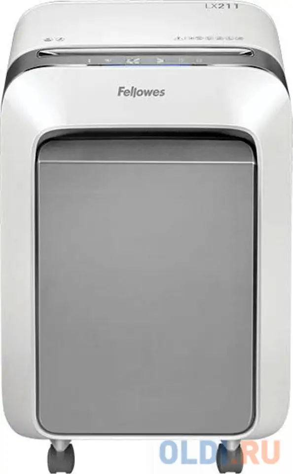 Шредер fellowes powershred lx211 белый (секр.p-5)/перекрестный/15лист./23лтр./скрепки/скобы/пл.карты, фотография 1