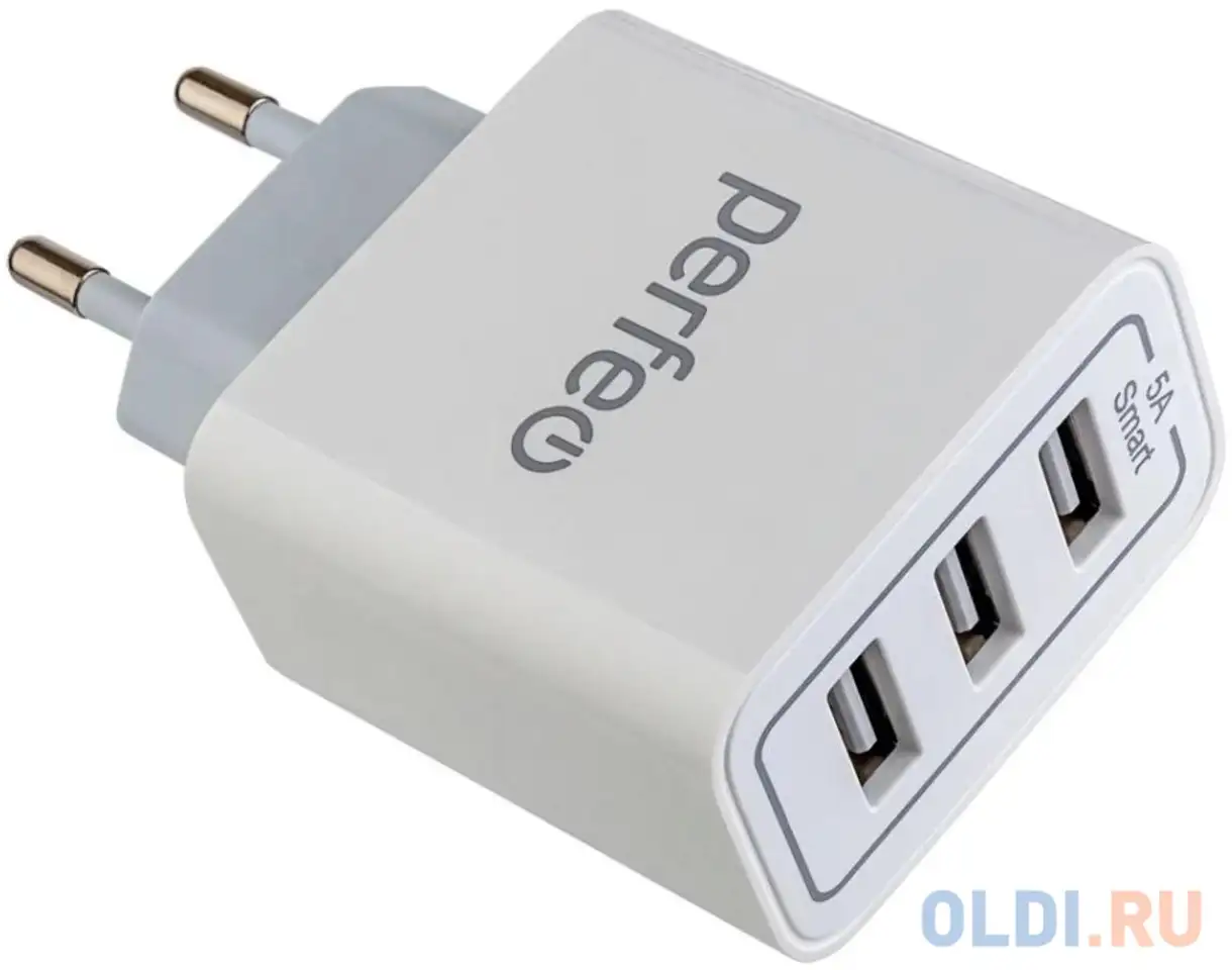 Сетевое зарядное устройство perfeo i4647 5а белый, фотография 1
