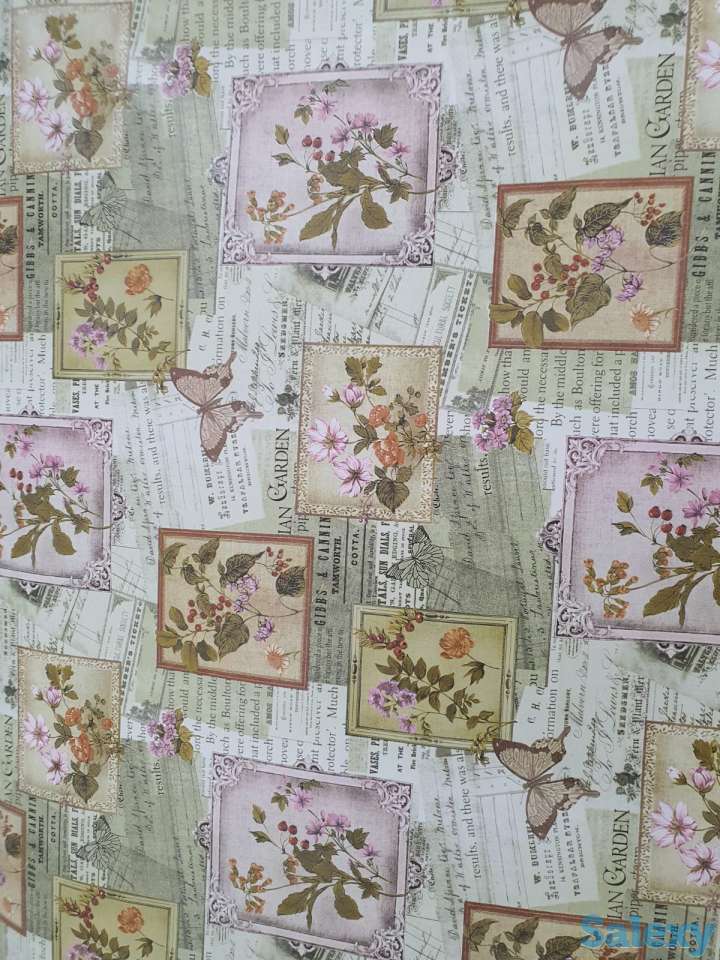 Красивая скатерть клеенка в стиле винтаж поле бабочки, качество, фотография 1