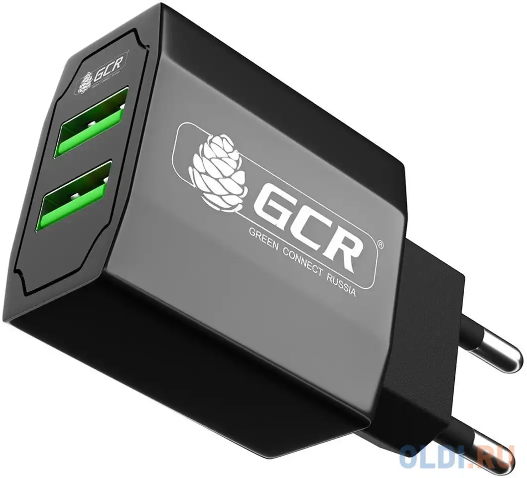 Сетевое зарядное устройство green connection gcr-51982 3.1а черный, фотография 1