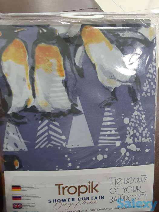 Шторки для душа и ванны, производство Турция, веселые пингвины, фотография 1