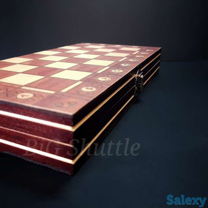 Деревянный набор игр 3 в 1  Шашки Шахматы Нарды., фотография 7