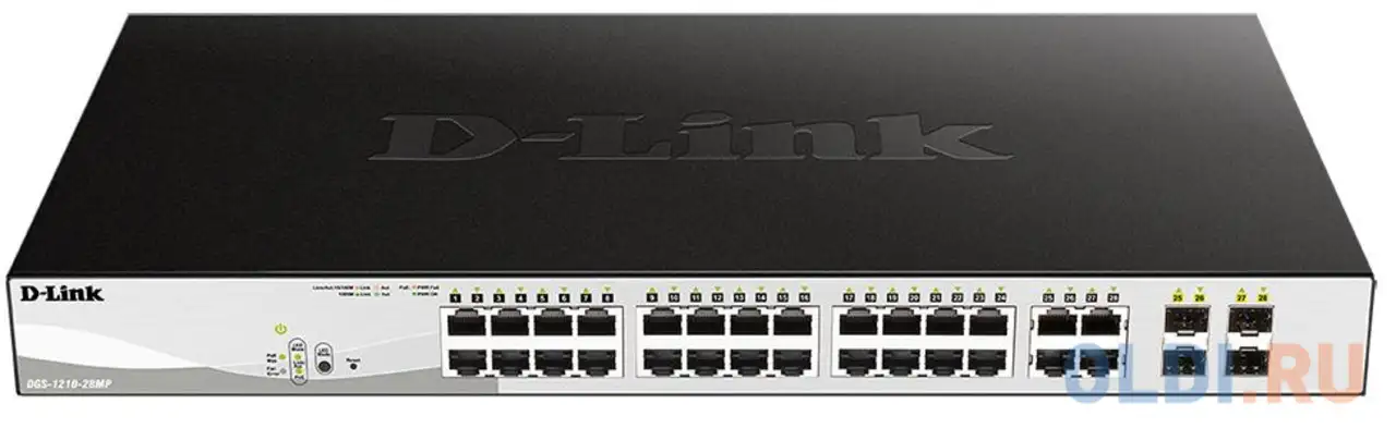 Коммутатор d-link dgs-1210-28mp/f2a 24g 24poe+ 370w настраиваемый, фотография 1