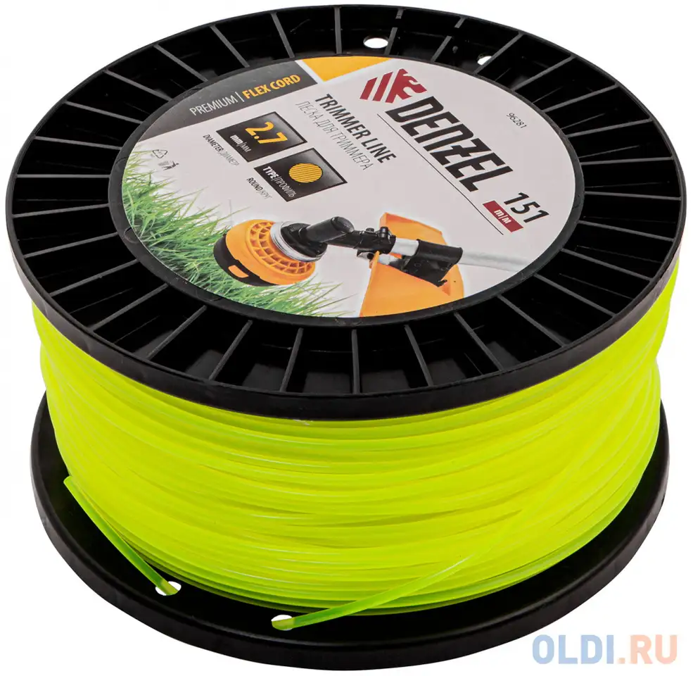Леска для триммера круглая, 2,7мм х 151м, на din катушке flex, фотография 1