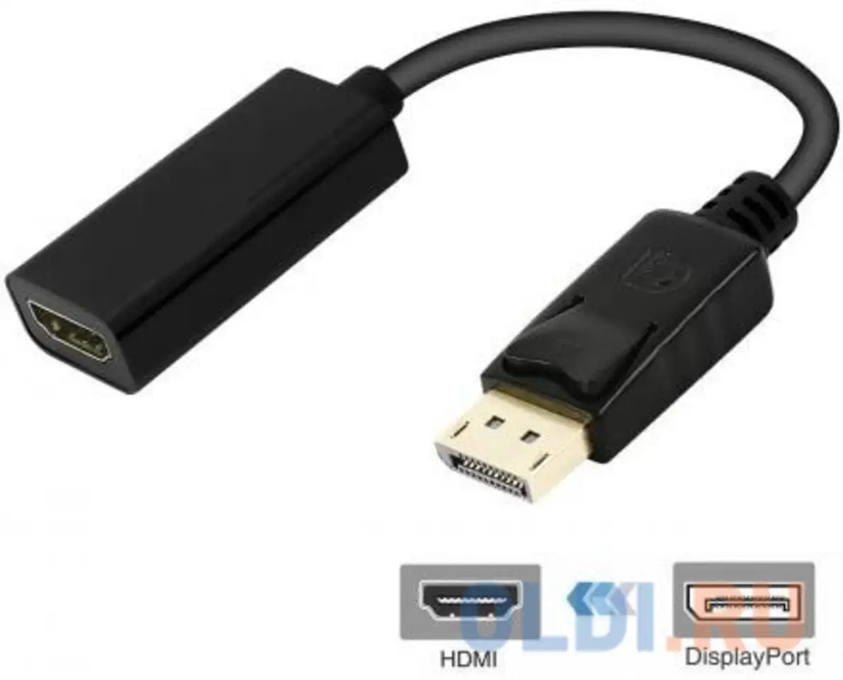 Переходник hdmi displayport 0.2м ks-is ks-460 круглый черный, фотография 1