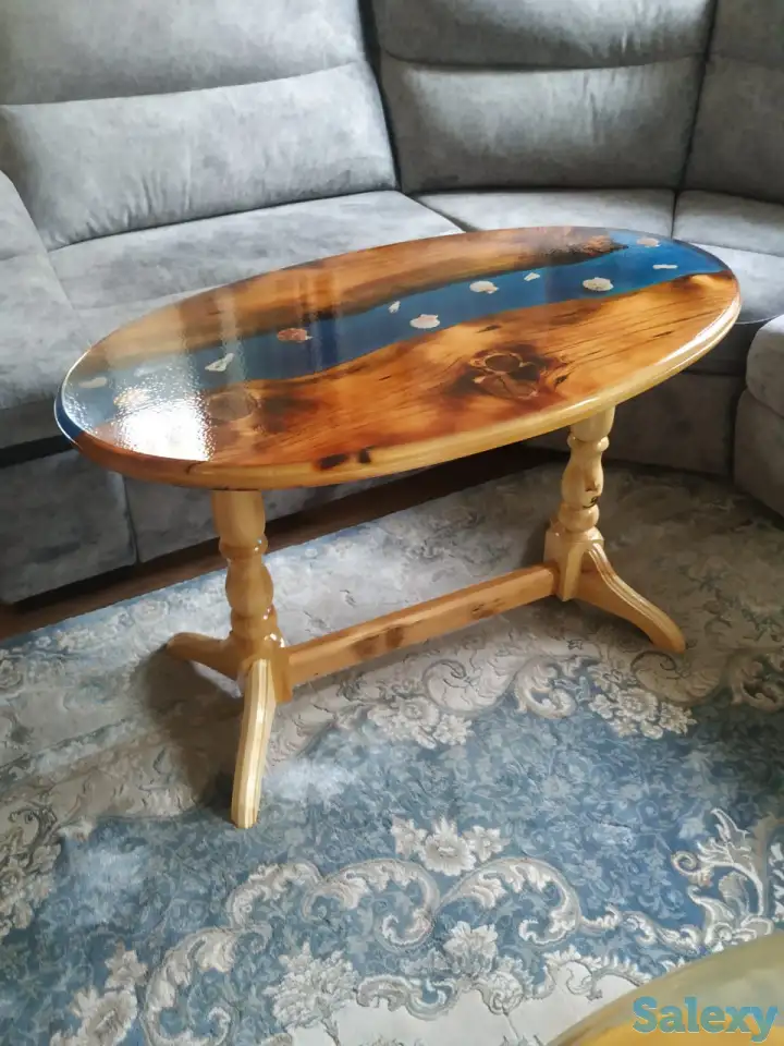 Продам чайные столики из эпоксидной смолы и спилов дерева, фотография 3