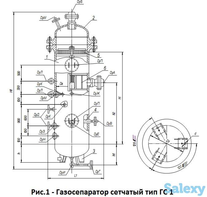 Газосепараторы сетчатые типа ГС1 и ГС2 с условным давлением от 0,6 МПа до 8,8 МПа, фотография 3