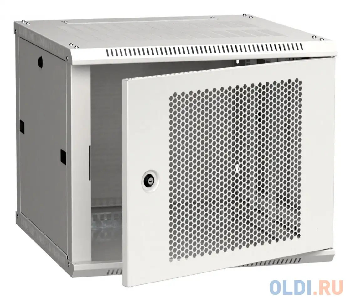Шкаф монтажный itk linea w (lwr3-09u66-pf) настенный 9u 600x600мм пер.дв.перфор. 2, фотография 1
