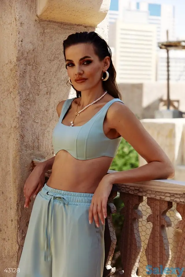 Мятный топ из сатина, фотография 1