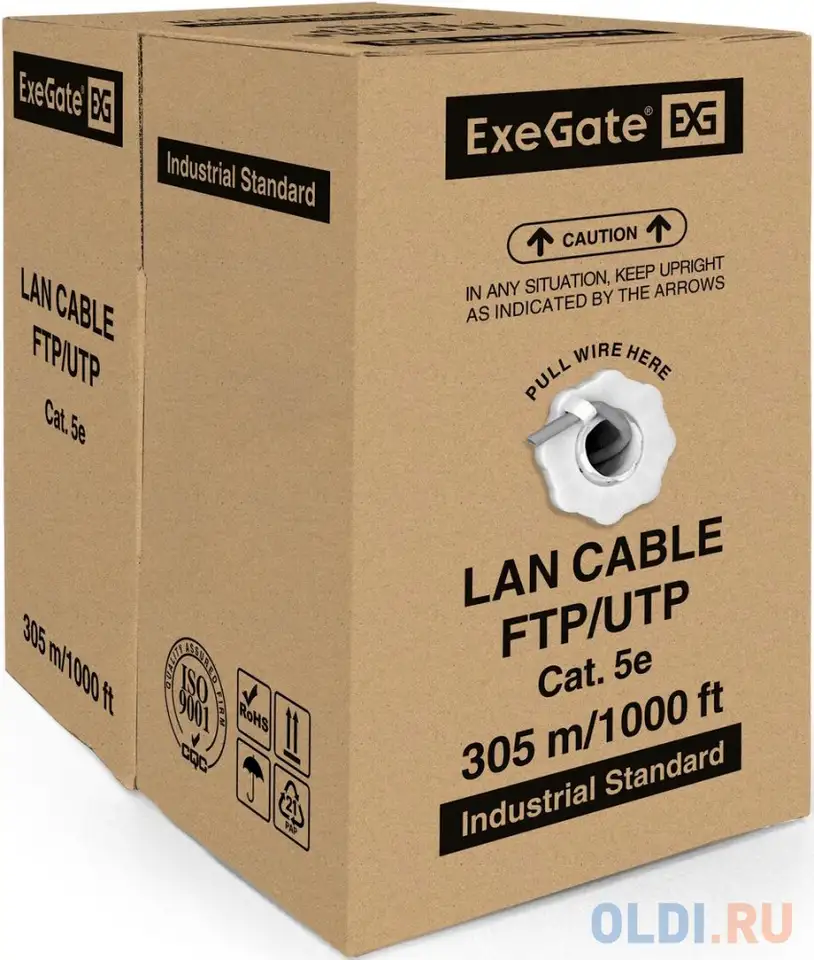 Exegate ex256745rus кабель utp 2 пары кат.5e exegate cca, 24awg, бухта, фотография 1