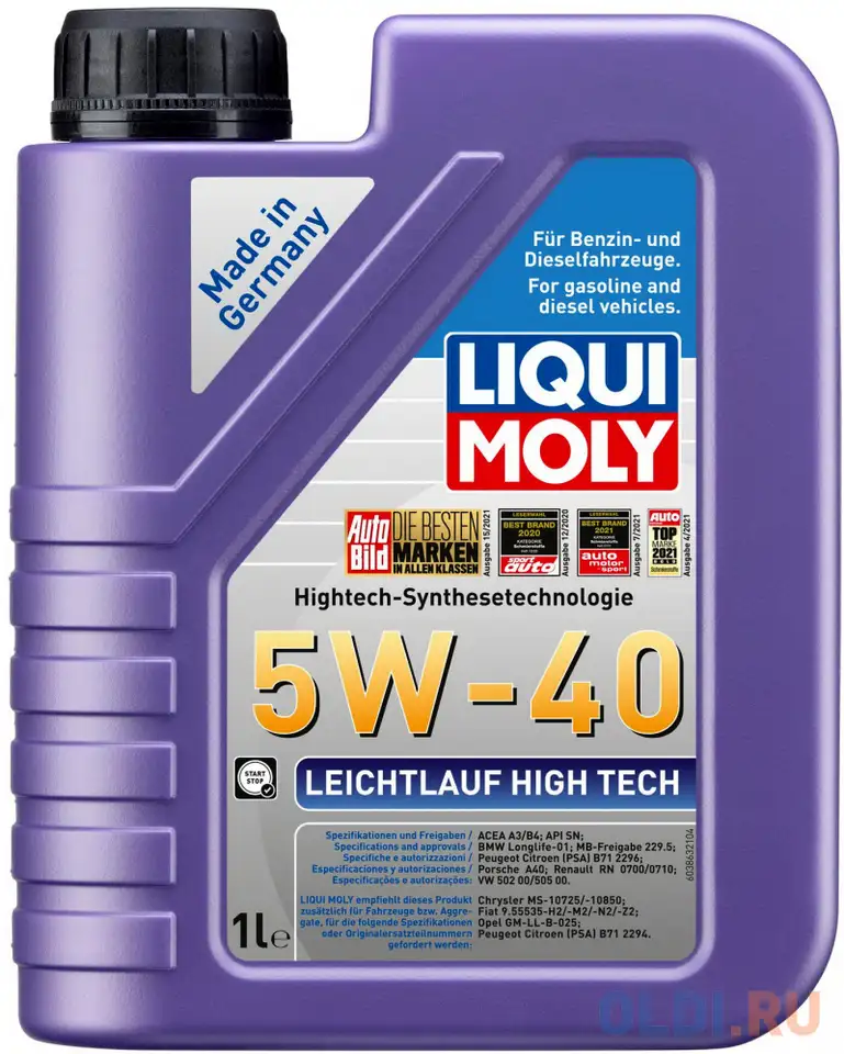 2327 liquimoly нс-синт. мот.масло leichtlauf high tech 5w-40 sp a3/b4 (1л), фотография 1