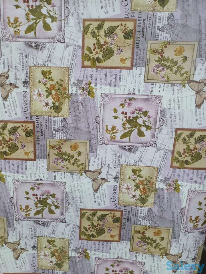 Сиреневая скатерть клеенка в стиле винтаж поле бабочки, качество, фотография 7