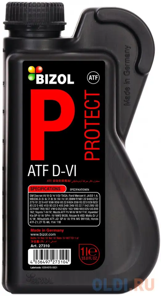 27310 bizol нс-синт. тр.масло д/акпп protect atf d-vi (1л), фотография 1