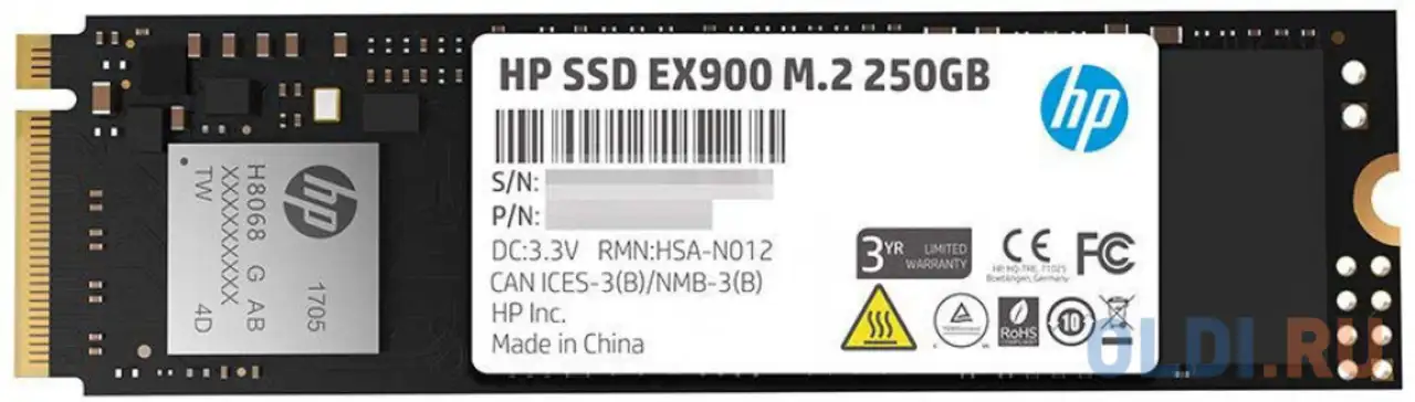 Ssd накопитель hp ex900 250 gb pci-e 3.0 x4, фотография 1