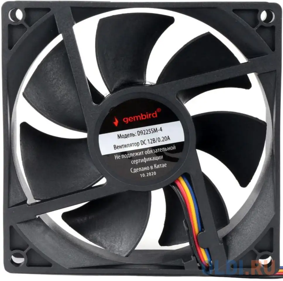 Gembird вентилятор для корпуса 92x92x25, втулка, 4 pin, провод 30 см, фотография 1
