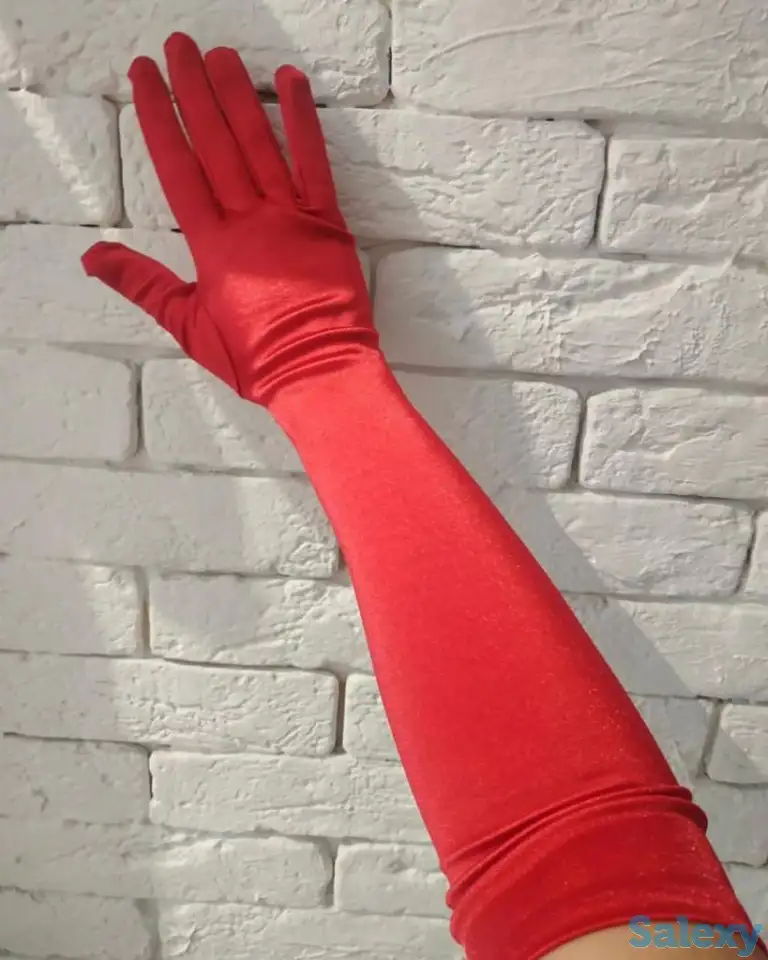 Перчатки атласные длинные в Алматы. В наличии. Доставка, фотография 3