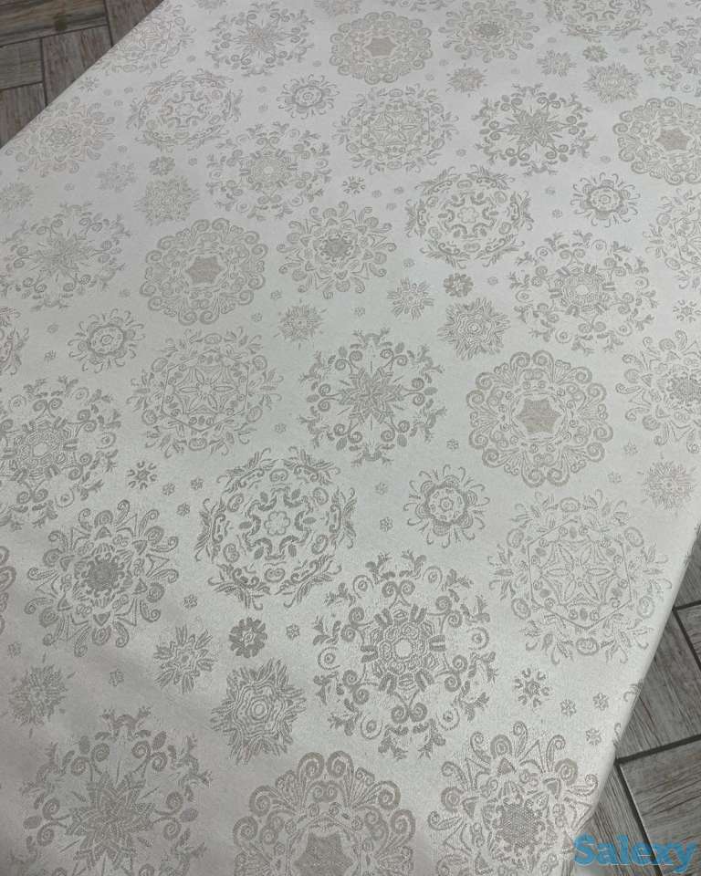 ШШикарная испанская скатерть с серебряным люрексом и тефлоновым покрытием, фотография 1