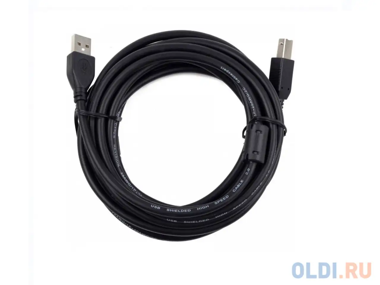 Кабель usb 2.0 am-bm 4.5м gembird экран 2 ферритовых кольца черный, фотография 1