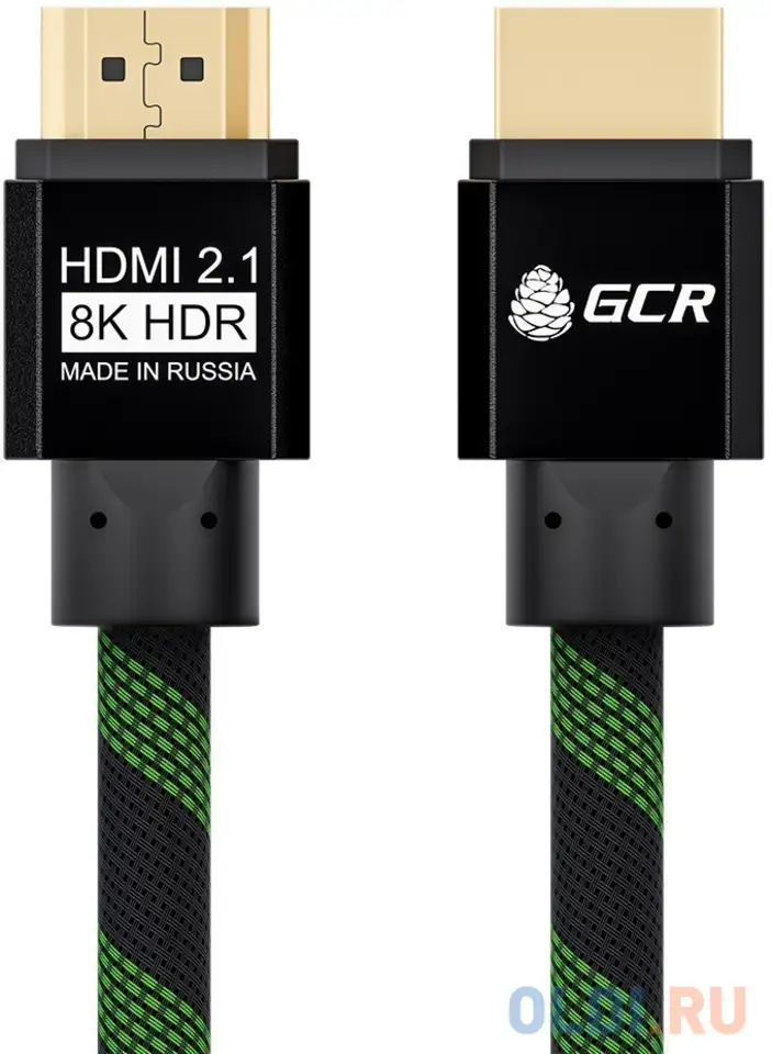Кабель hdmi 2м green connection gcr-51834 круглый черный/зеленый, фотография 1