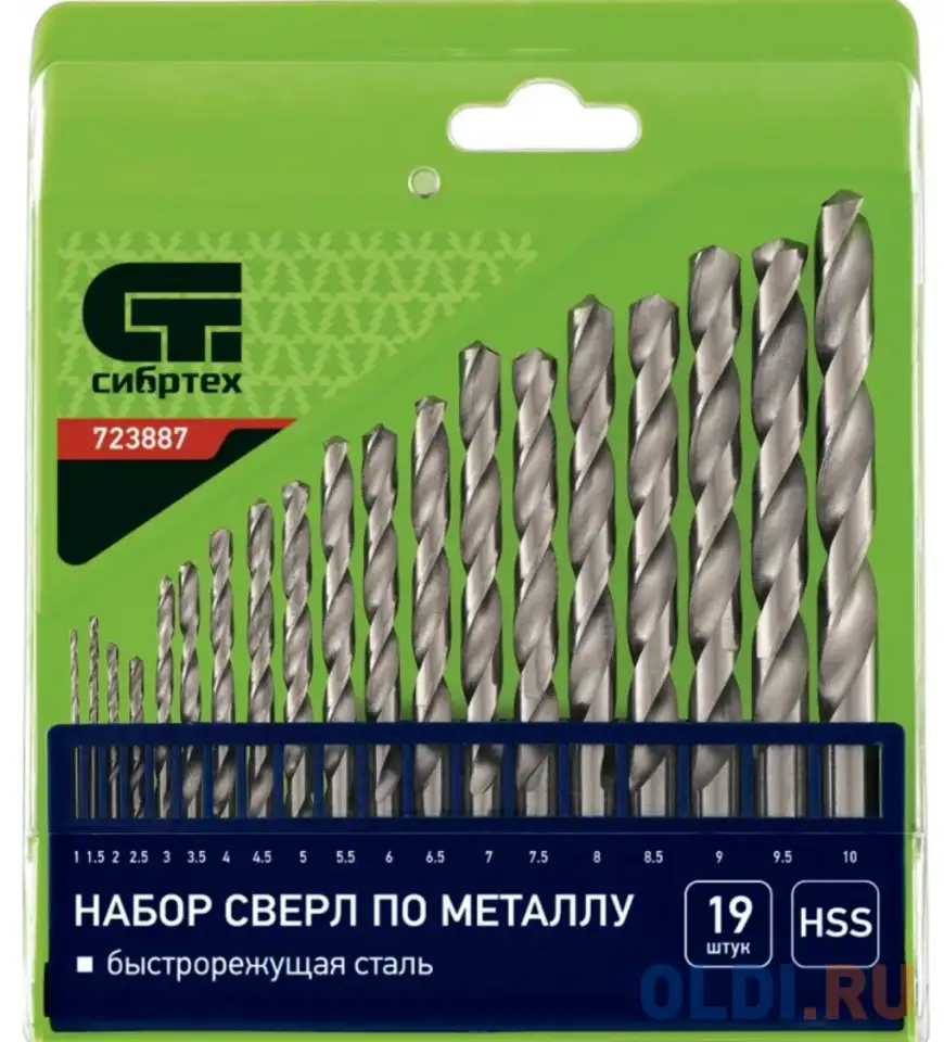 Набор сверл по металлу, 1-10 мм (через 0,5 мм), hss, 19, фотография 1