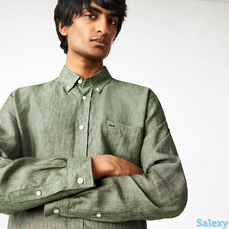 Мужская льнаная рубашка lacoste regular fit, фотография 1