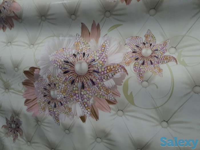 Клеенка скатерть с цветами декоративными на флизилиновой основе, фотография 1