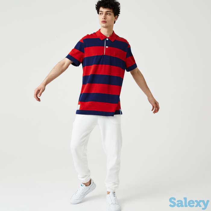 Мужская рубашка поло lacoste regular fit в полоску из хлопка, фотография 3