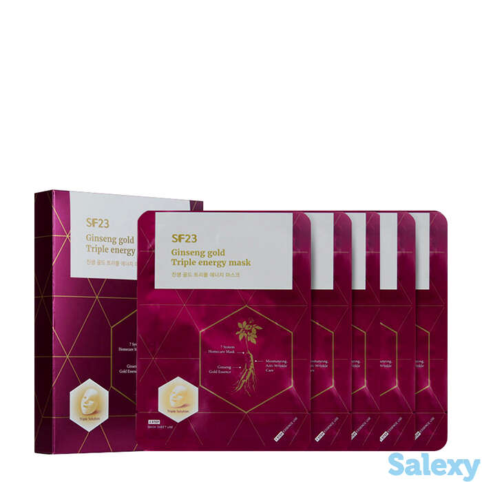 Набор тканевых масок Skin Factory SF23 Ginseng Gold Triple Energy Mask (5 шт.), фотография 1