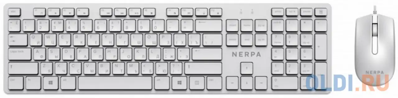 Комплект клавиатура+мышь/ комплект клавиатура+мышь nerpa, проводной, 104 кл, 1000dpi, 1.8м, белый, фотография 1