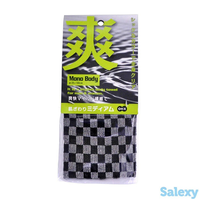 Мочалка для душа он:е mono body towel (в клетку, средней жёсткости), фотография 1