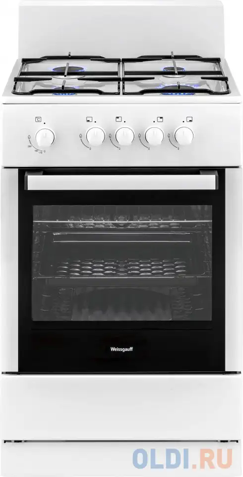 Газовая плита weissgauff wgs g4g01 w белый, фотография 1