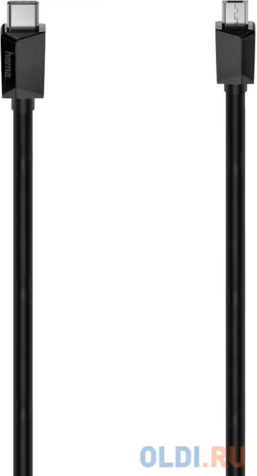 Кабель microusb usb type c 0.75м hama h-200644 круглый черный, фотография 1