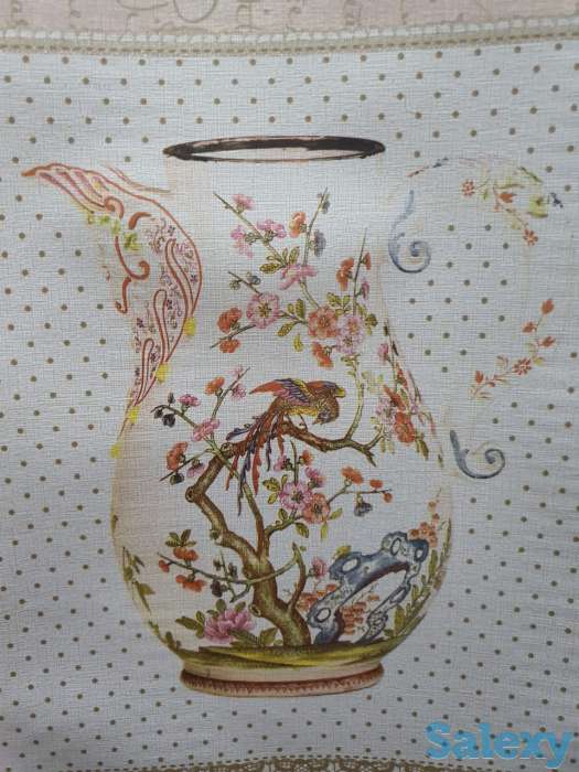 Скатерть клеенка декоративная столовая с цветами и вазами, фотография 3