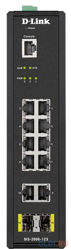 Коммутатор d-link dis-200g-12s/a1a промышленный управляемый коммутатор 2 уровня с 10 портами, фотография 1