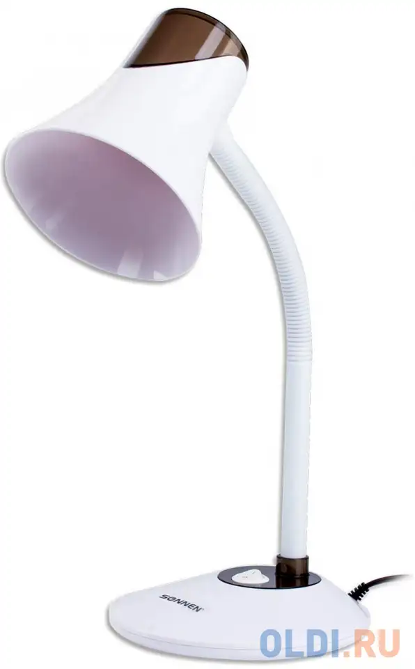 Светильник настольный sonnen ou-607, на подставке, цоколь е27, белый/коричневый, 236680, фотография 1