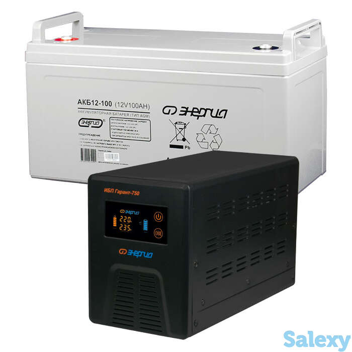 Комплект ибп инвертор энергия гарант 750 + аккумулятор 100 ач, фотография 1