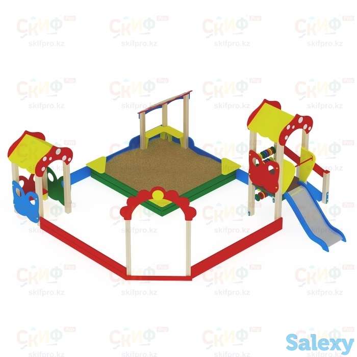 Песочный дворик Полянка с горкой ИО 545, фотография 1