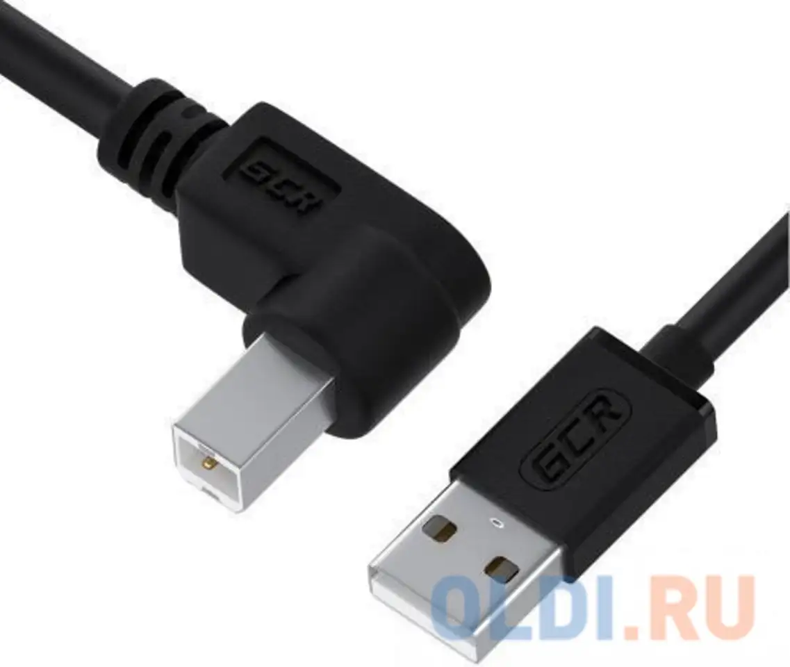 Gcr кабель 1.5m usb 2.0, am/bm угловой, черный, 28/28 awg, экран,, фотография 1