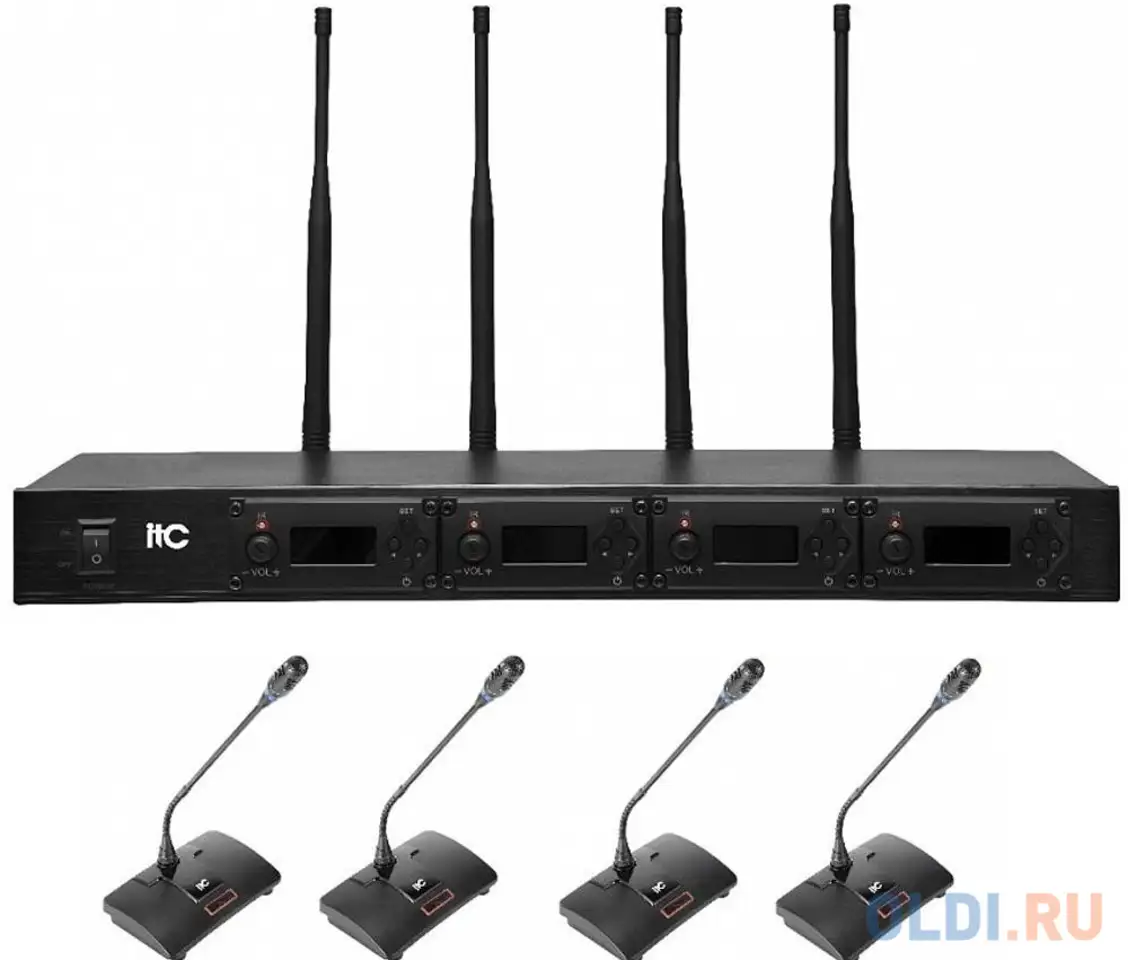 Радиосистема [ts-354] itc uhf, четырёхканальная радиосистема с одним приёмником и 4, фотография 1